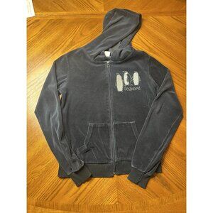 vintage seaworld hoodie zip up penguin size small black jeweled